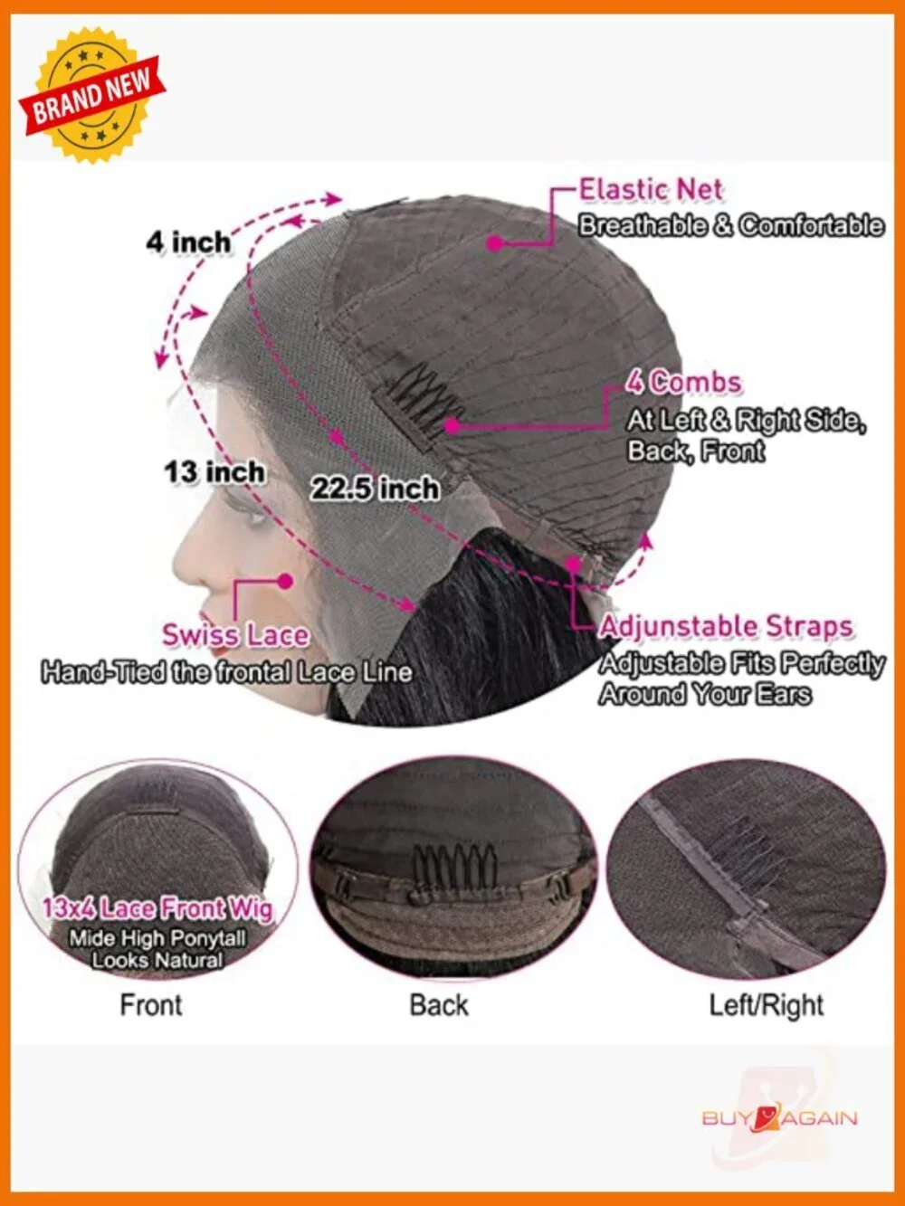 180% Density Straight Lace Front Wig 13x4 HD Transparent Lace